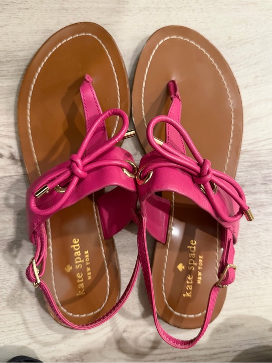 kate spade Shoes - kate spade Hot Pink Leather Bow Thong Sandals